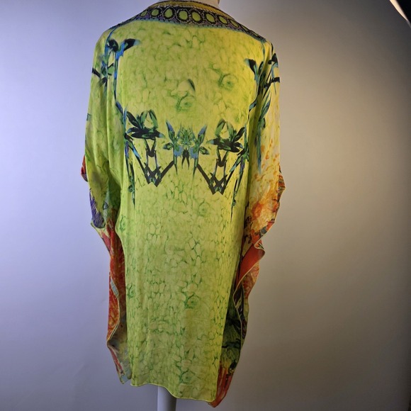 Soft Surroundings Kaftan‎ Tunic S/M Sheer Boho Rhinestone Embellished Coverup - Picture 5 of 12